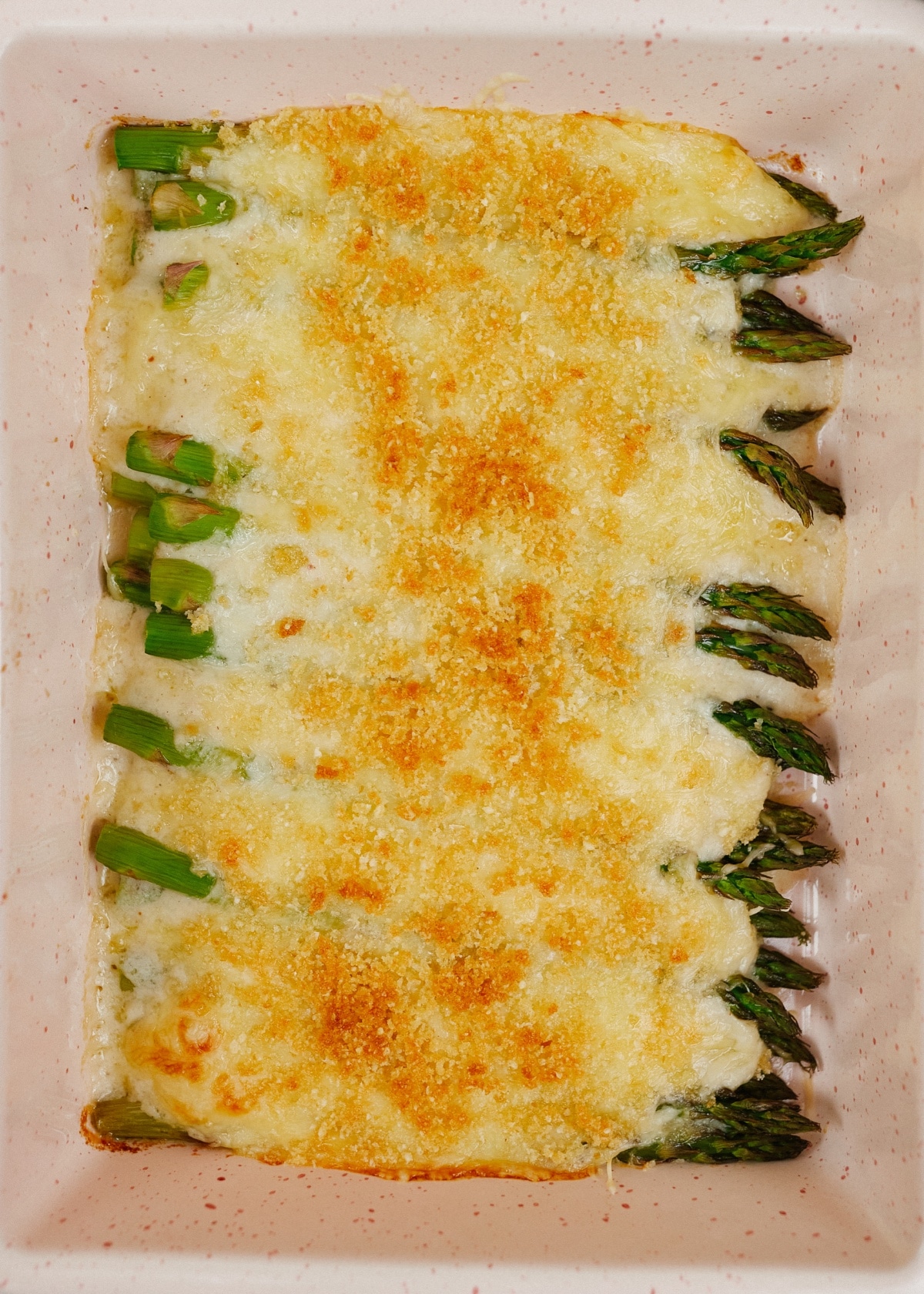 asparagus casserole in a baking dish