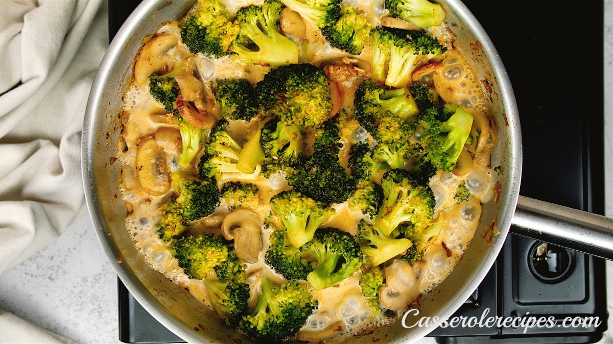 broccoli casserole in a pan