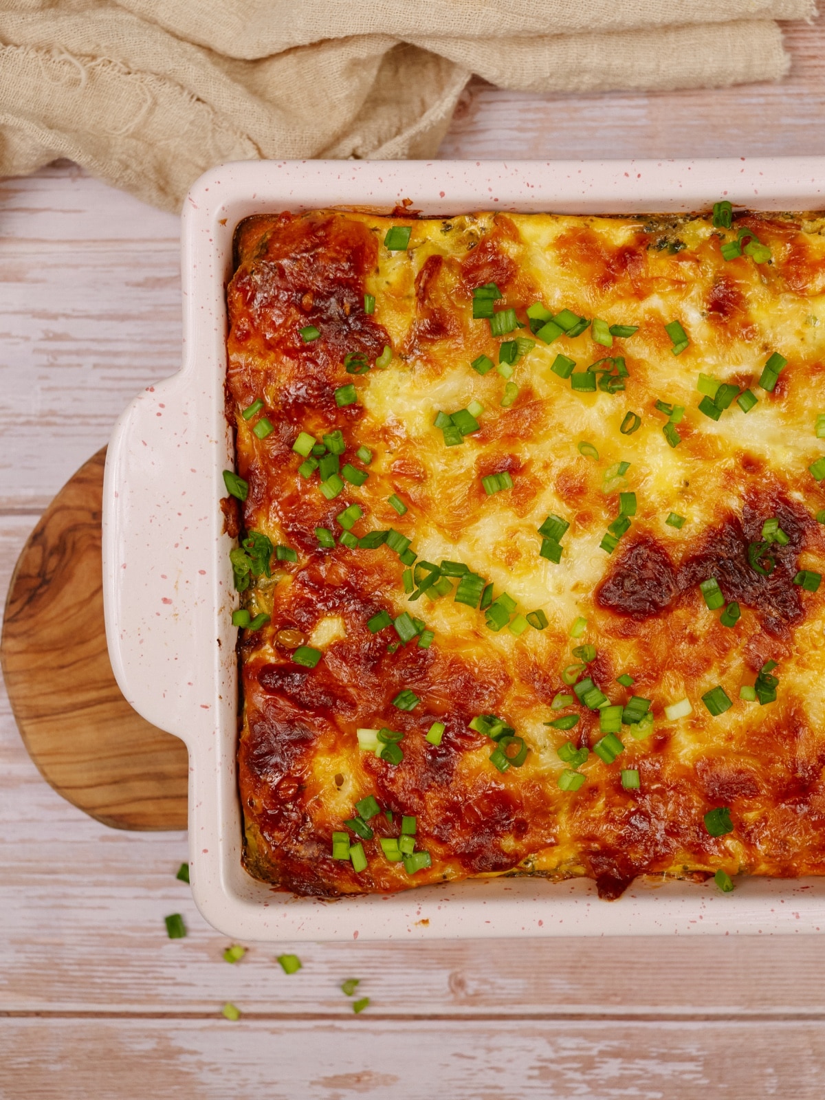egg and hashbrown casserole in a baking dish