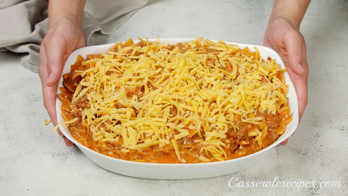 cheese topping baking dish of casserole