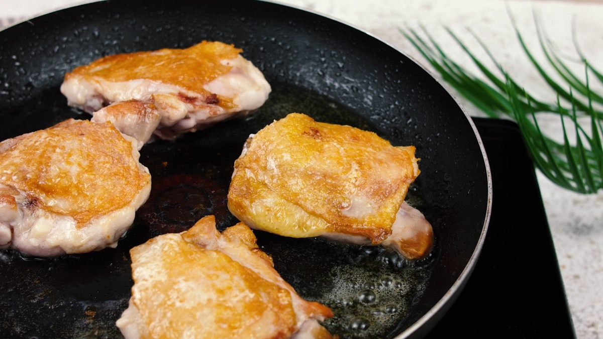 chicken browned in pan