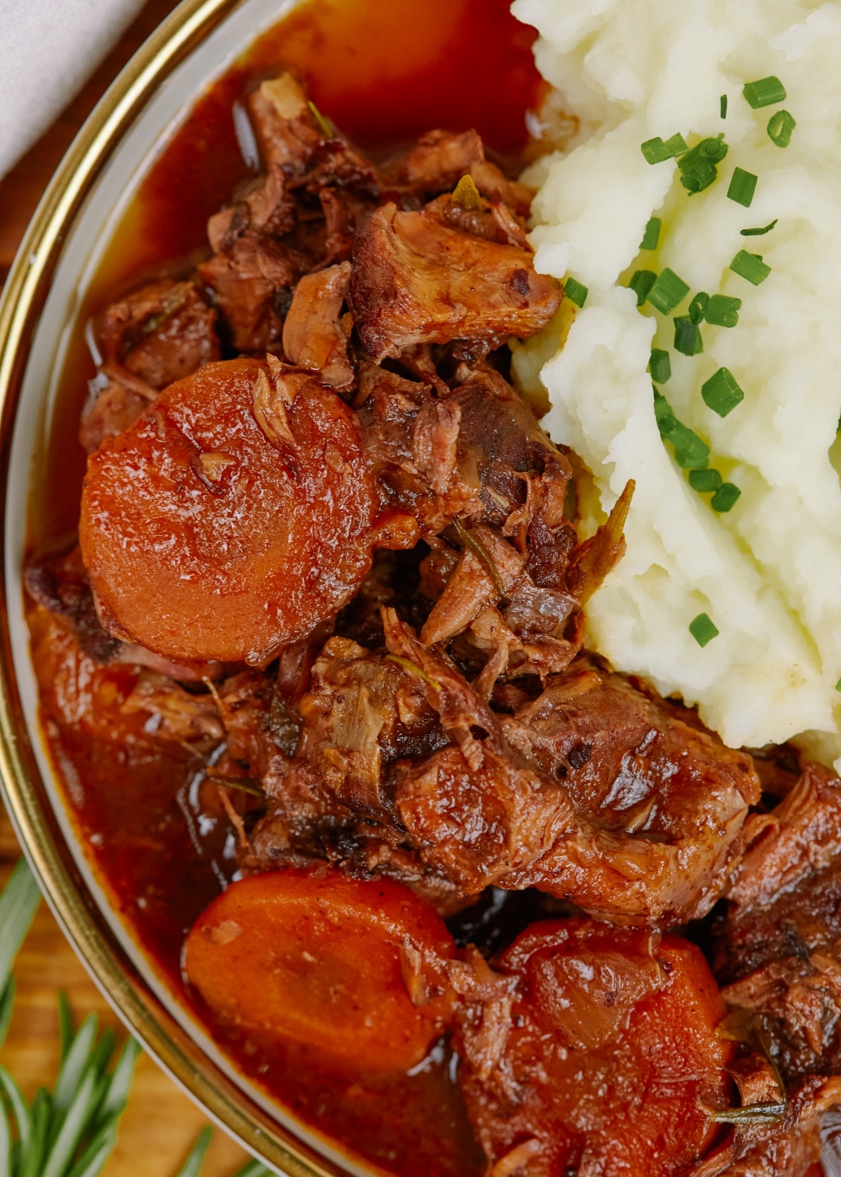 slow cooker beef casserole in a bowl