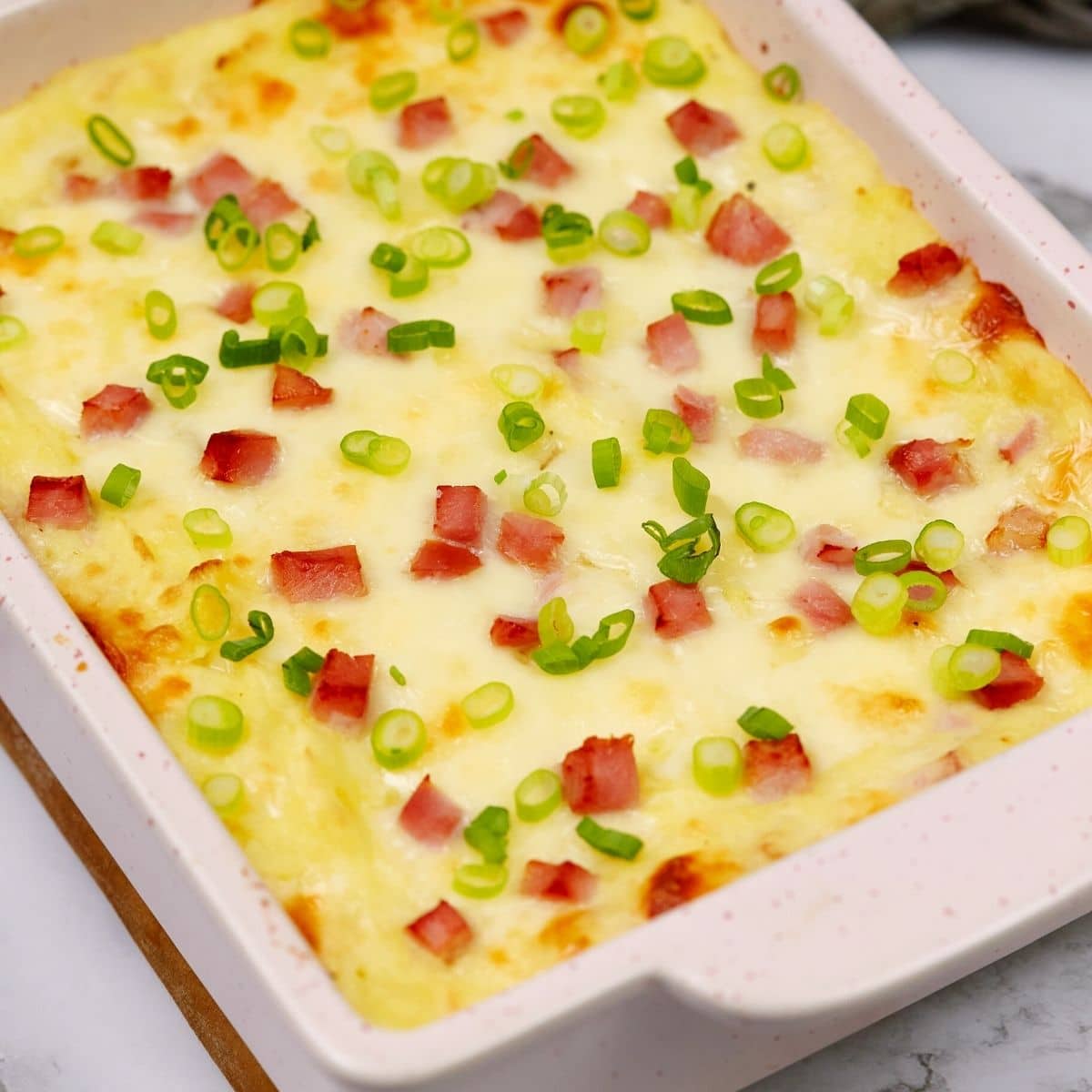 Fresh baked ham and potato casserole.