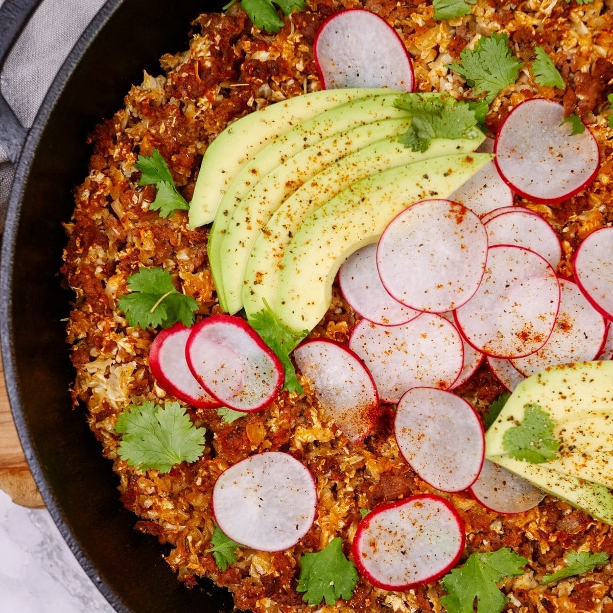 Freshly baked keto taco casserole.