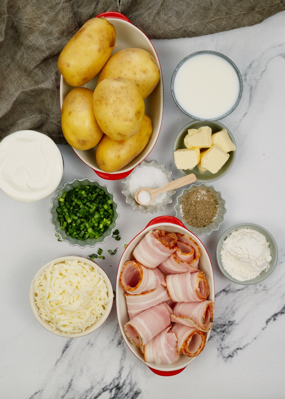 ingredients for twice baked potato casserole