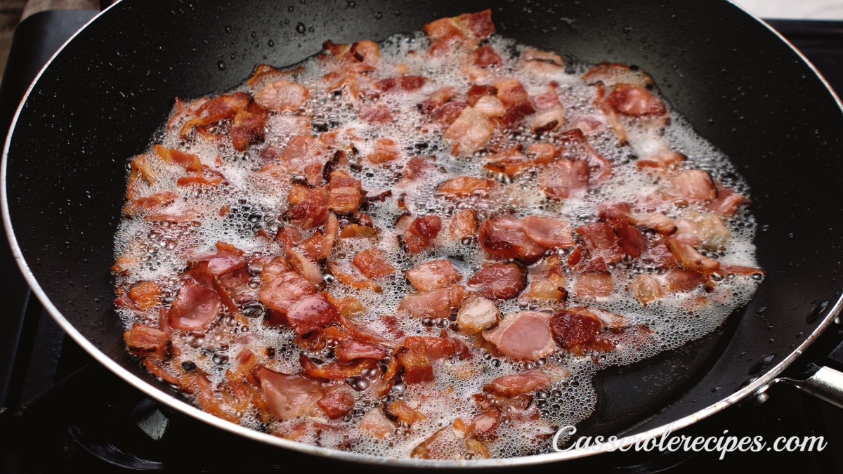 cooked bacon in a pan