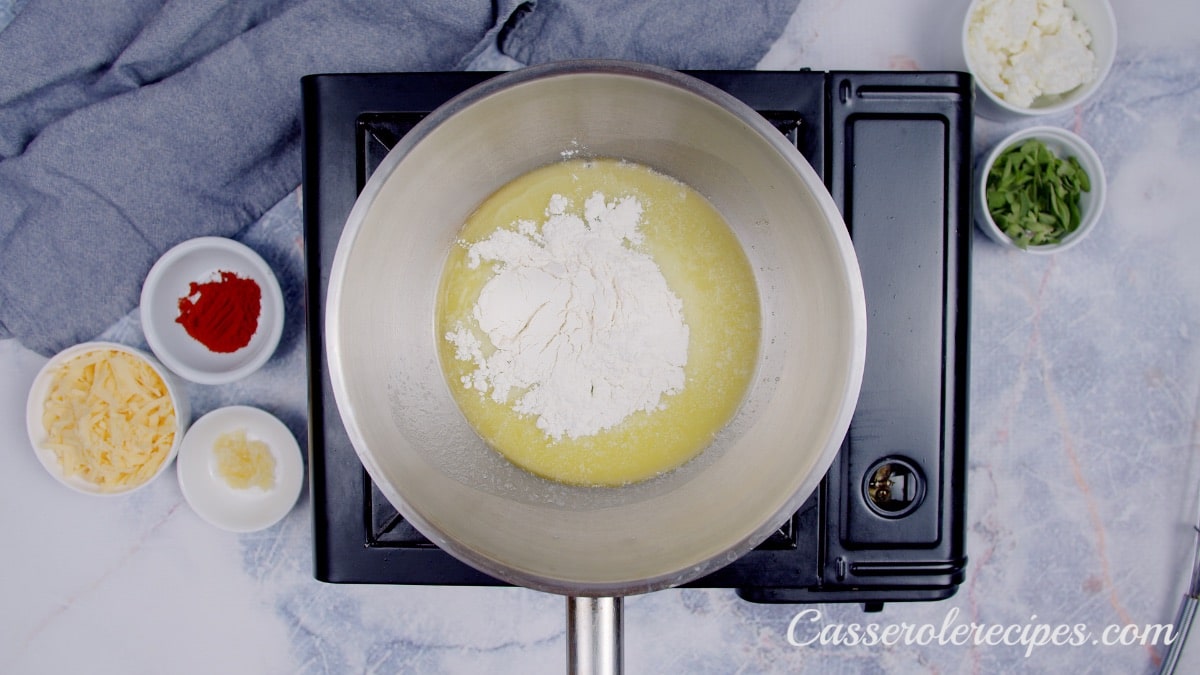 melting butter and flour in a pan