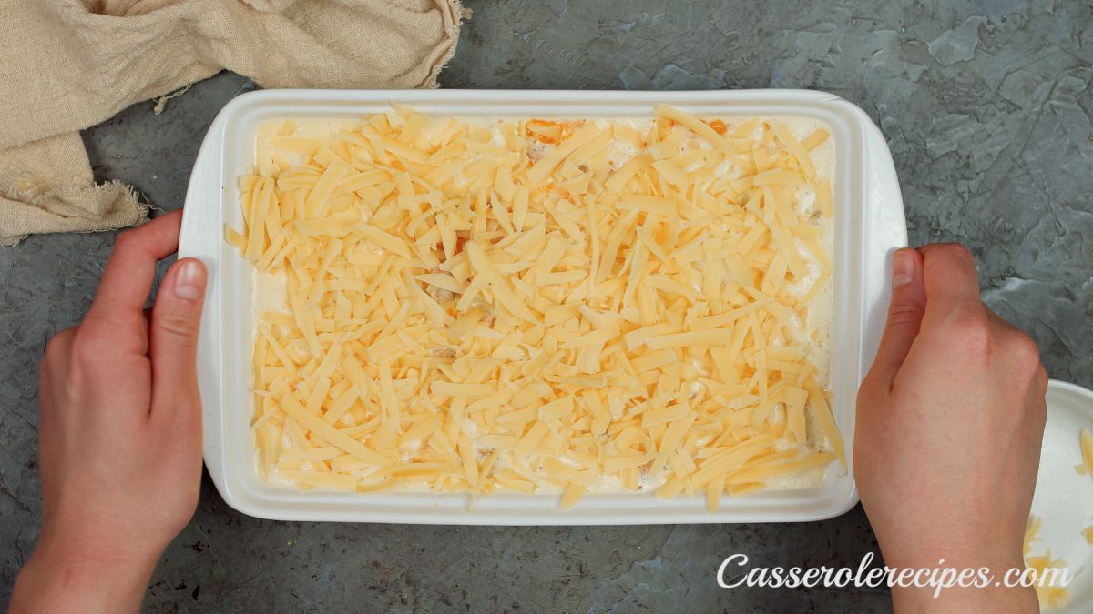 cheese on top of casserole before baking