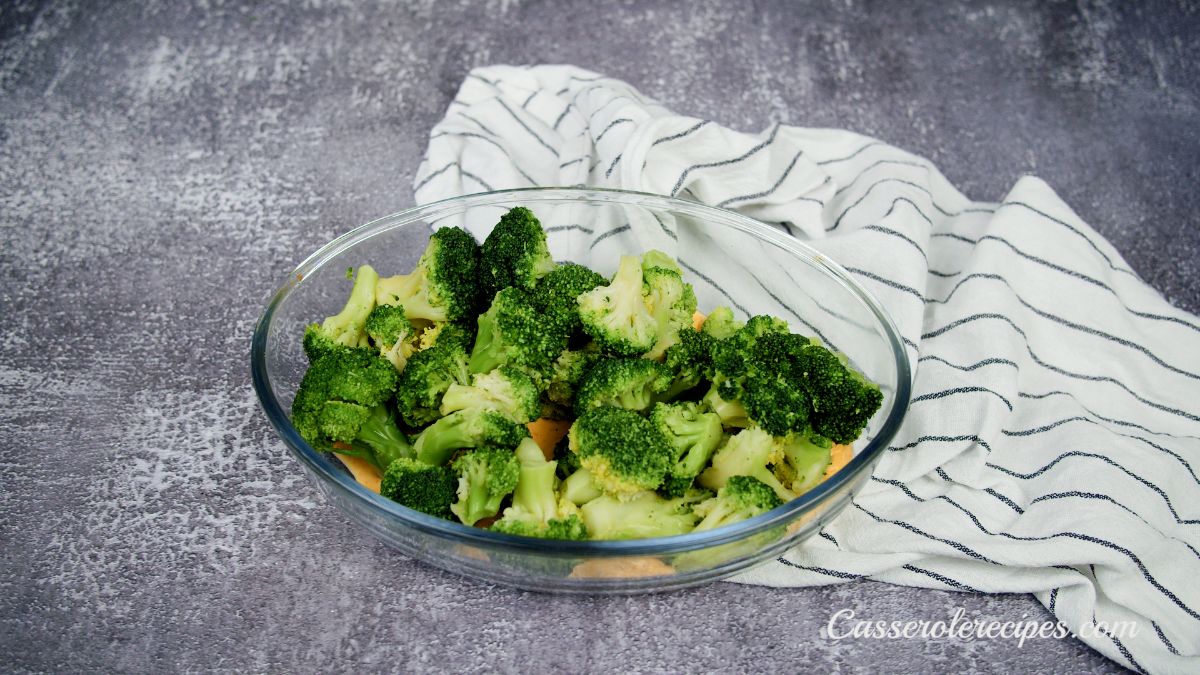 glass dish of broccoli