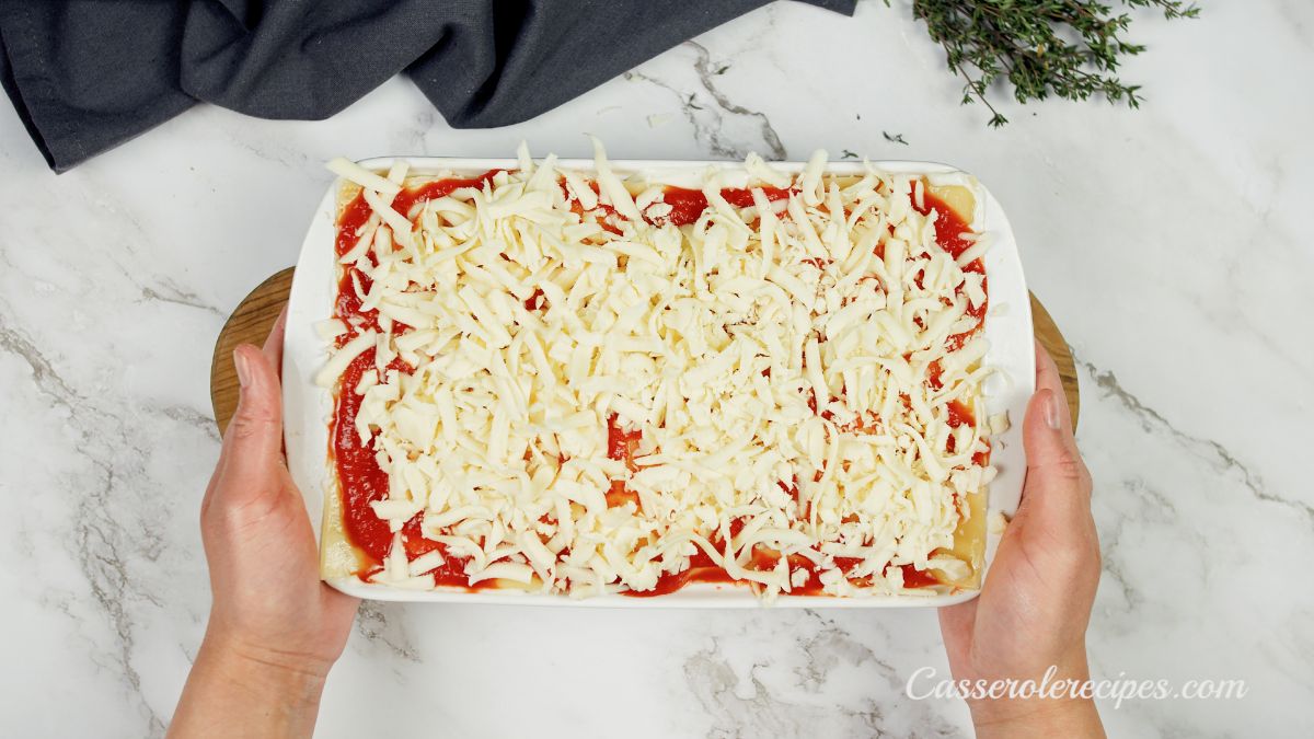cheese on top of lasagna before baking