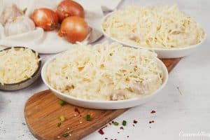 layering ingredients to make Japanese Rice Gratin