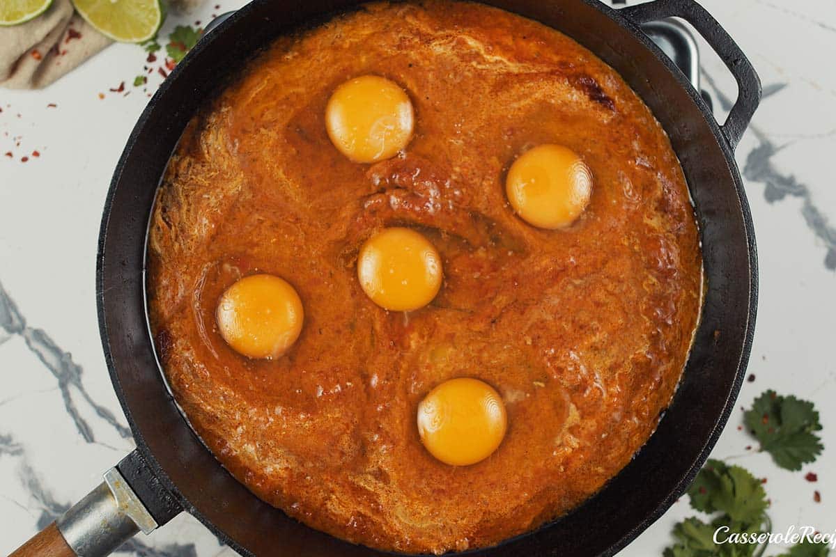 eggs being cooked to make North Indian Baked Eggs