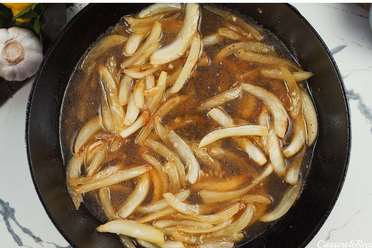 caramelizing fennel to make Chicken and Bean Summer Casserole