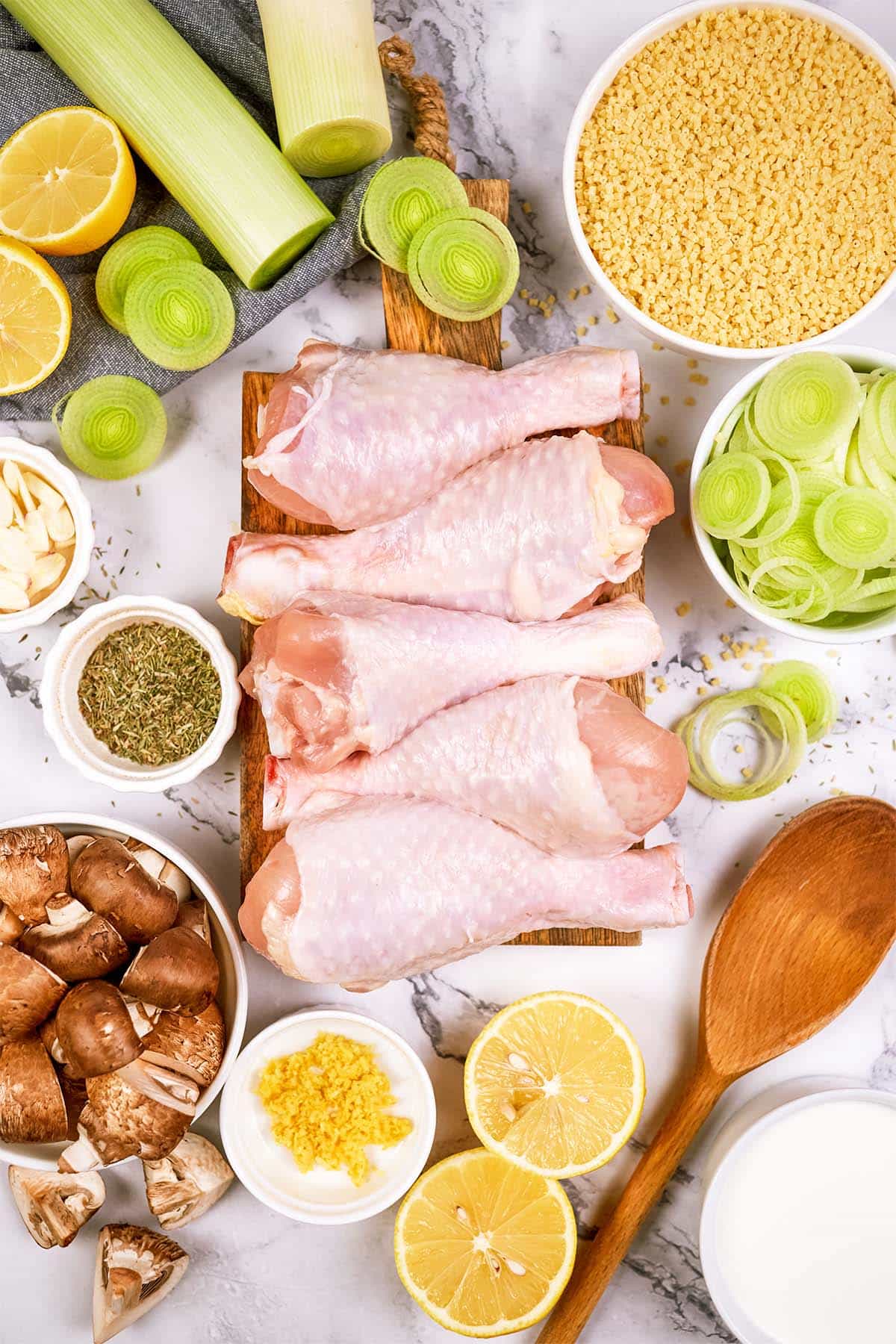 ingredients laid out to make Chicken and Rosini Bake on a table