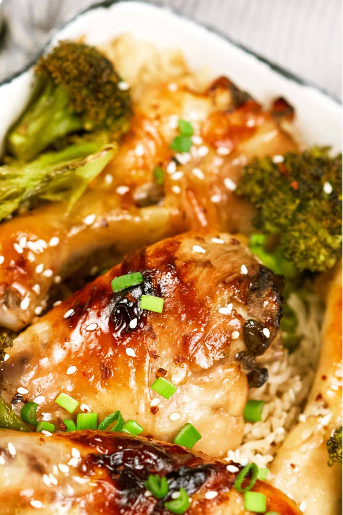 closeup of miso chicken bake in a casserole dish