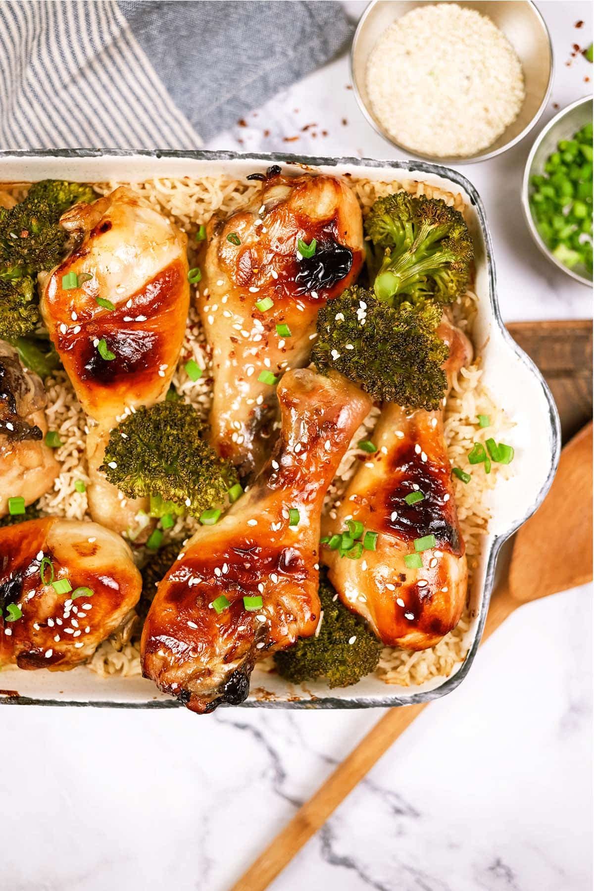 casserole dish filled with miso chicken bake