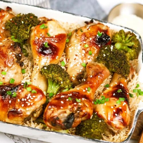 casserole dish of miso chicken bake
