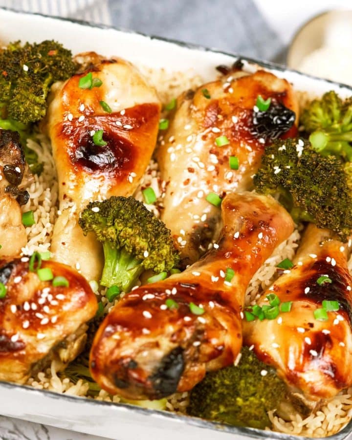 casserole dish of miso chicken bake