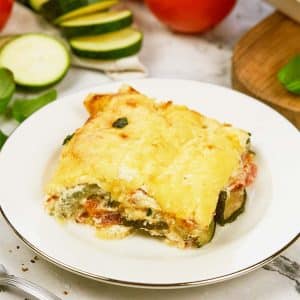 serving of zucchini tomato casserole