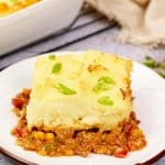 serving of Cheeseburger Shepherd's Pie on a plate ready to enjoy