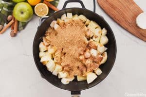 coating apples with spices to make apple pandowdy