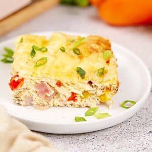 serving of baked denver omelette on a plate ready to enjoy