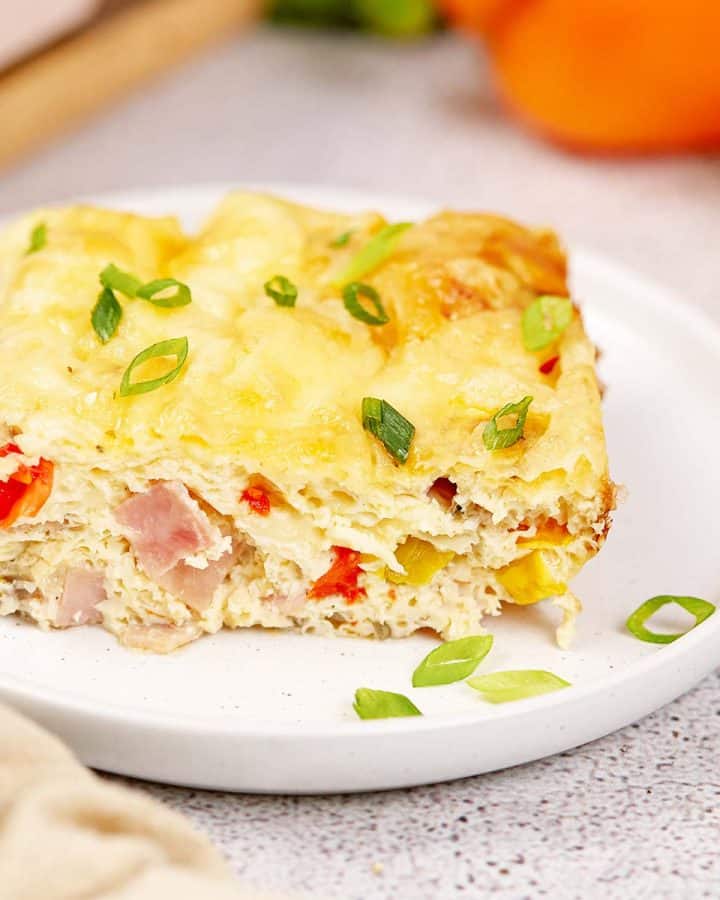 serving of baked denver omelette on a plate ready to enjoy