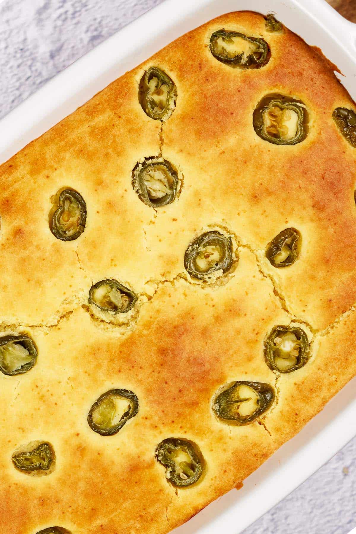 closeup of a casserole dish full of bbq chicken pot pie ready to serve