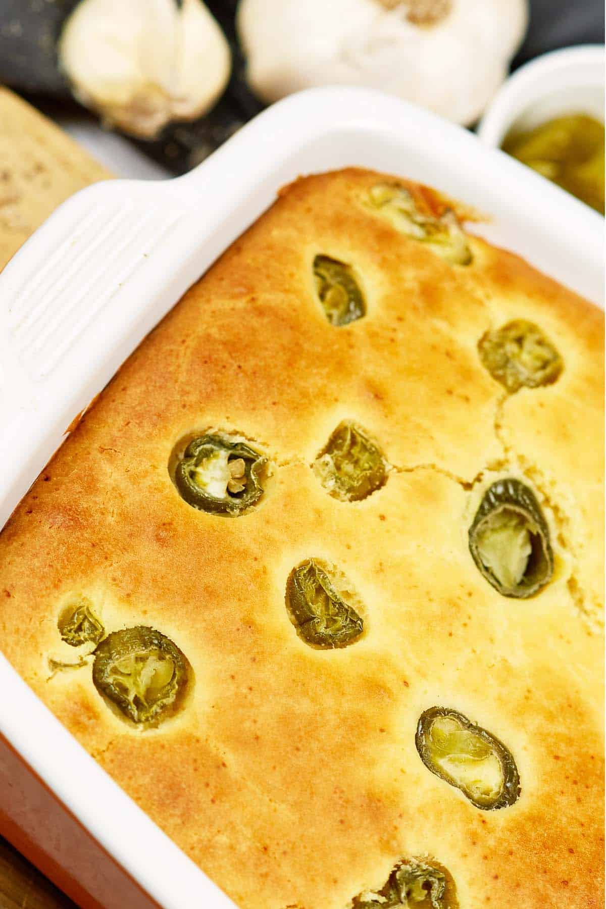 closeup of bbq chicken pot pie in a casserole dish