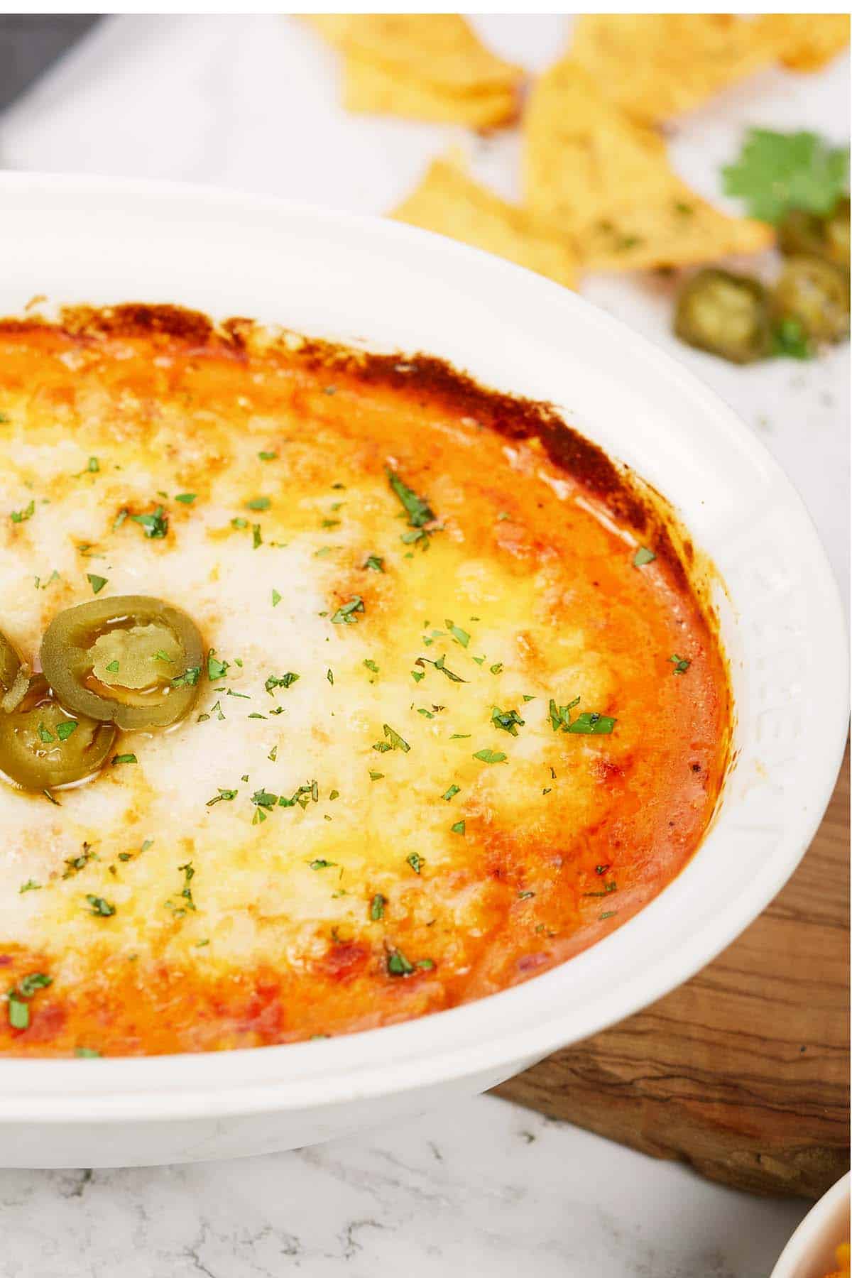 ready to be served hot sausage dip fresh from an oven