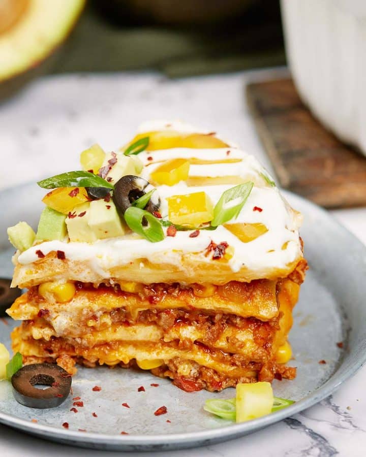 single serving of taco pie recipe on a plate ready to enjoy