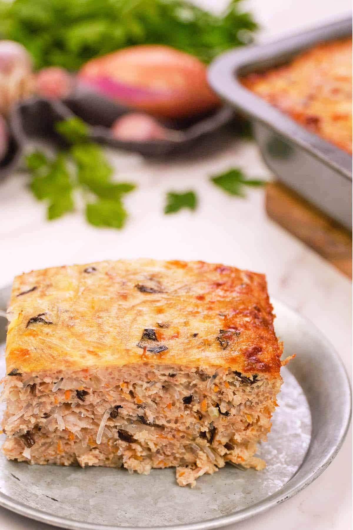 serving of Vietnamese Pork Bake on a plate ready to be enjoyed