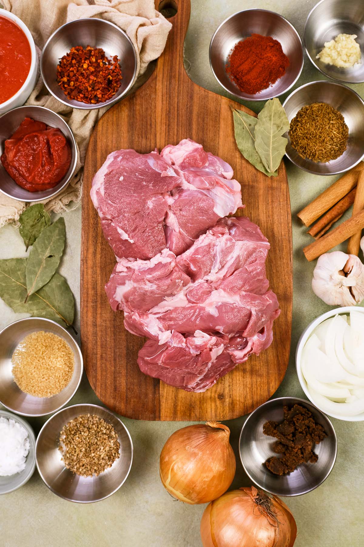 ingredients to make kebab casserole laid out on a table