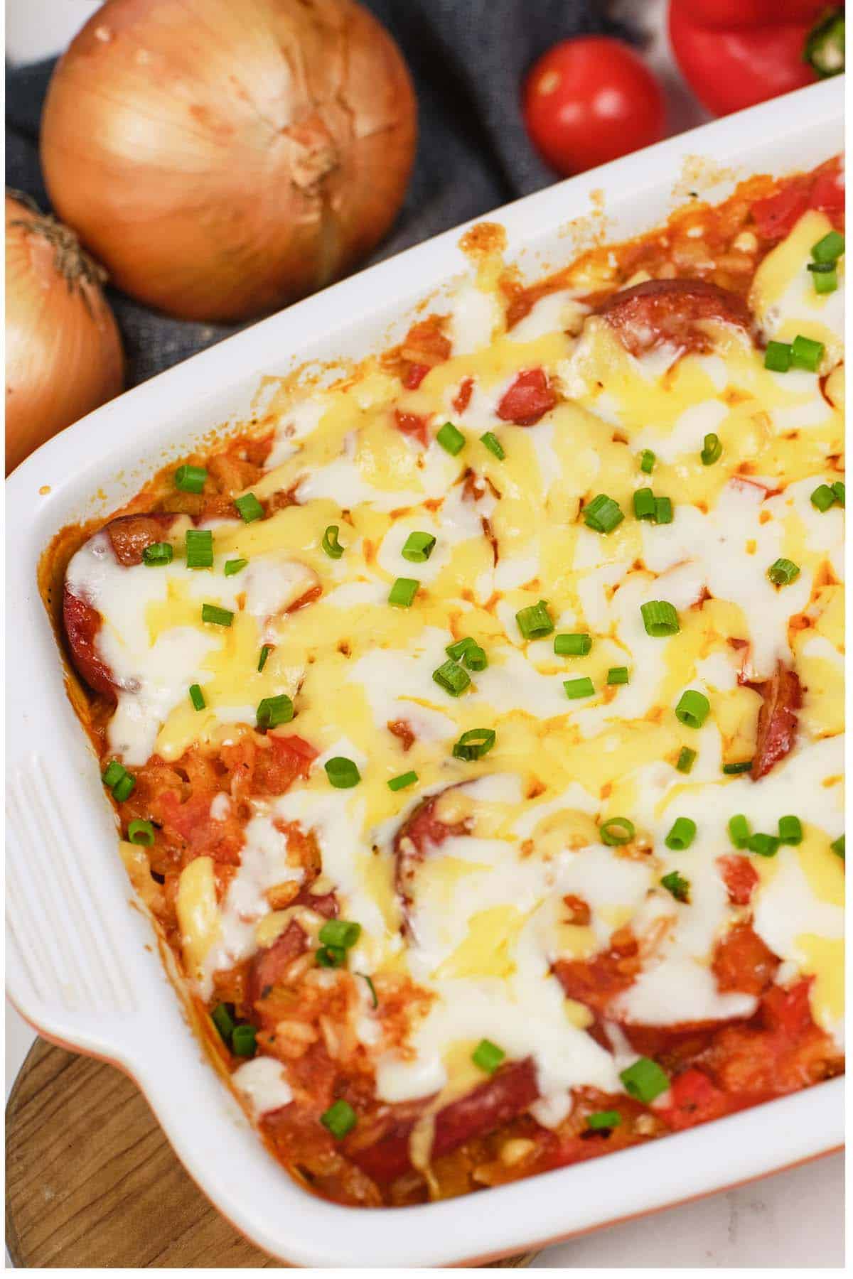 baking dish of Louisiana Casserole ready to serve