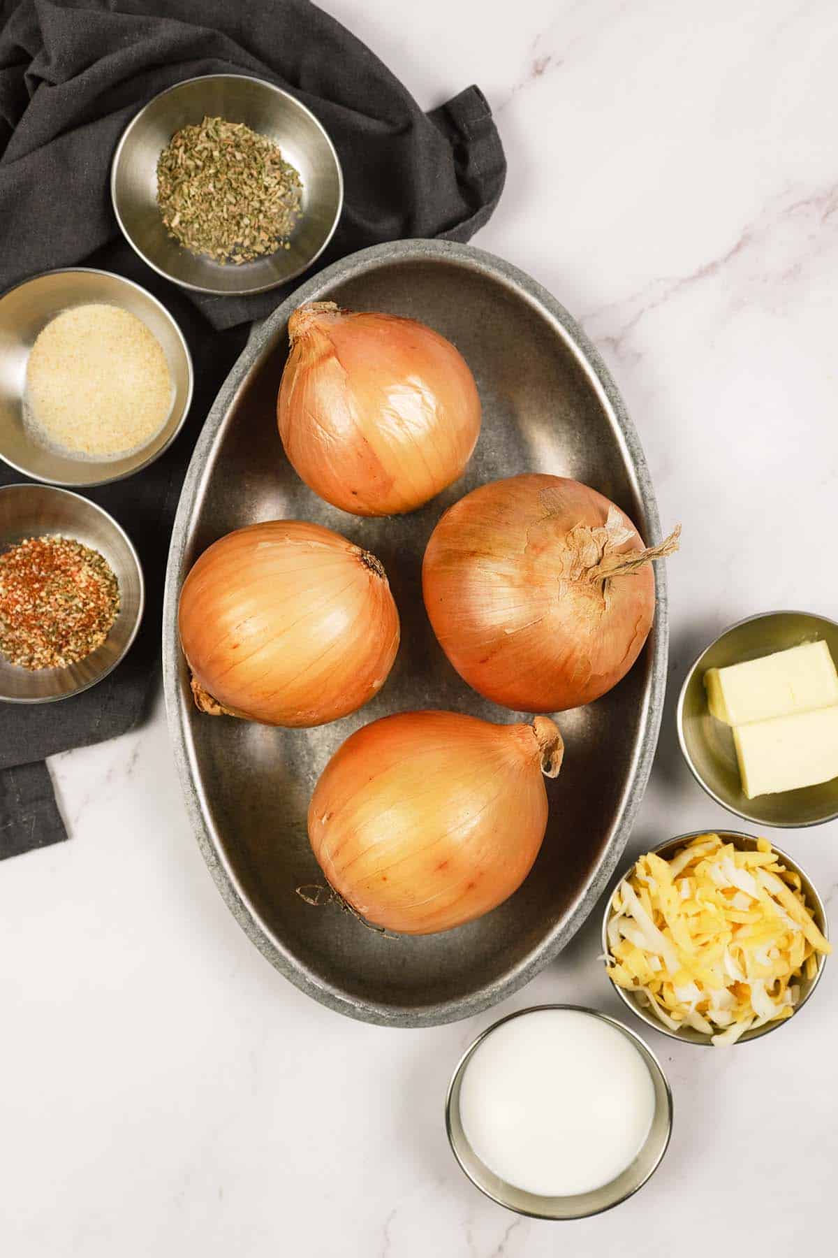 ingredients to make Tennessee Onions on a table