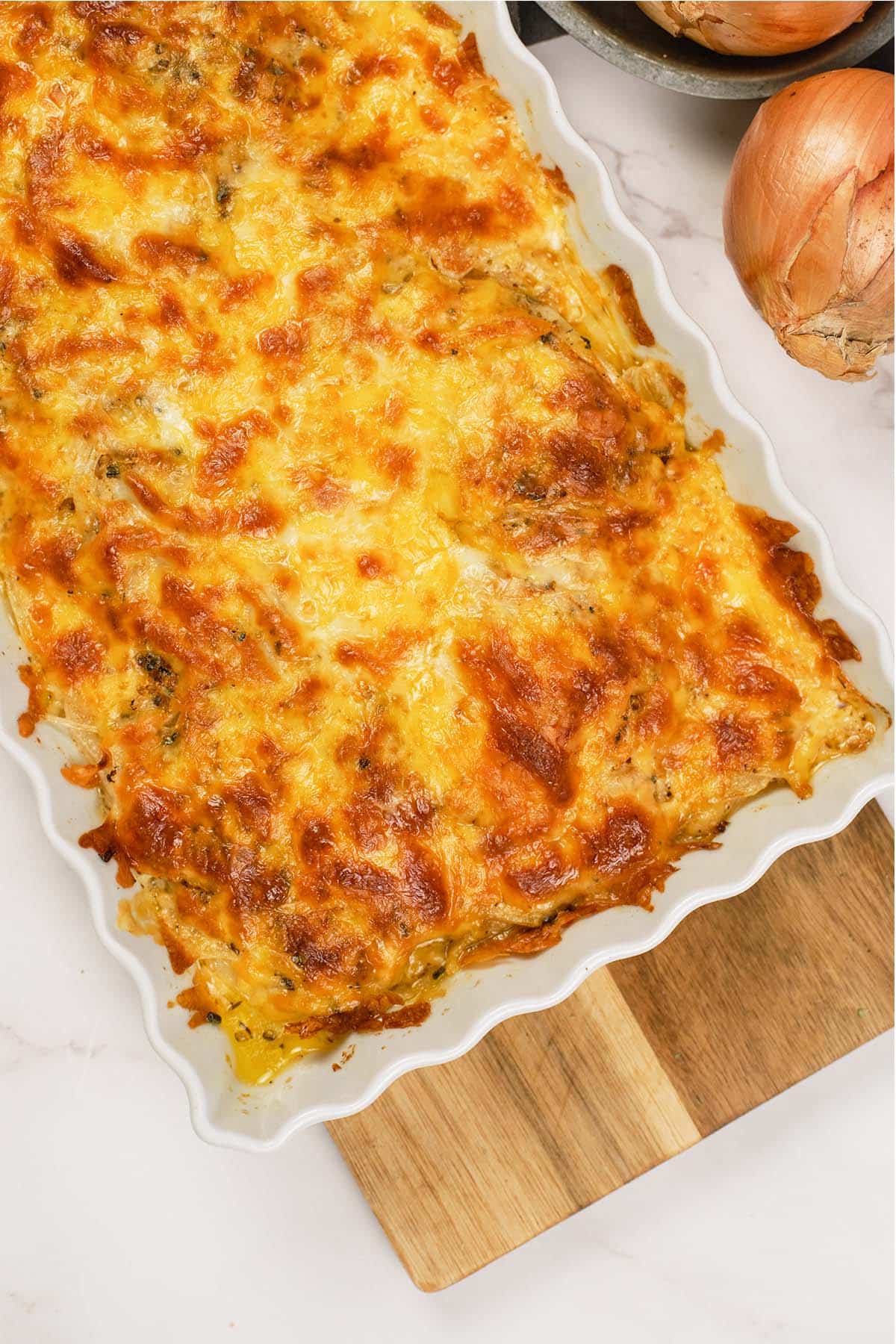 baking dish of Tennessee Onions