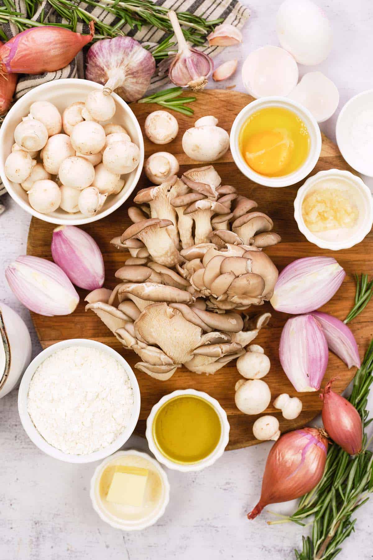 ingredients to make yorkshire pudding traybake laid out on a table