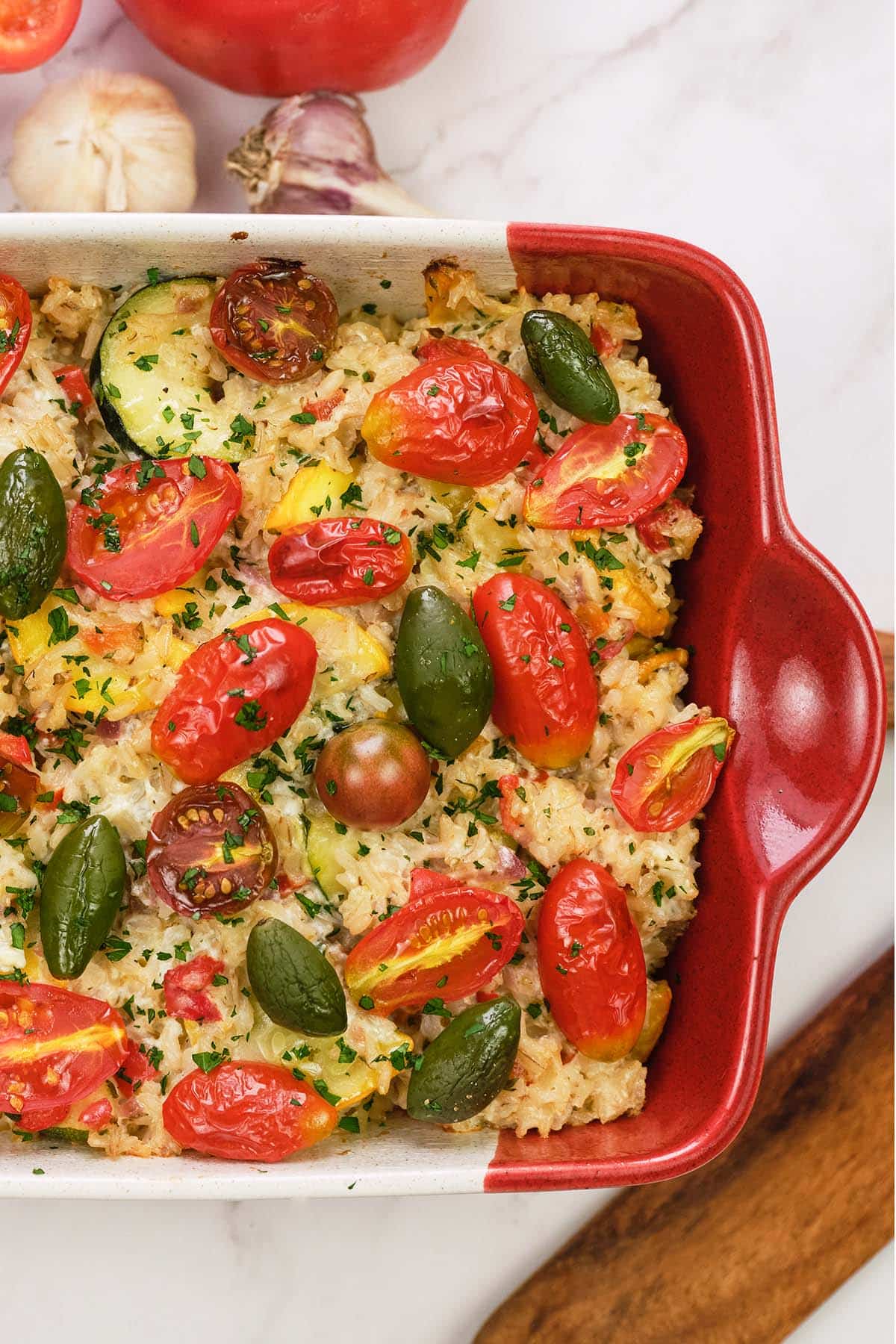 freshly baked greek vegetable casserole side dish